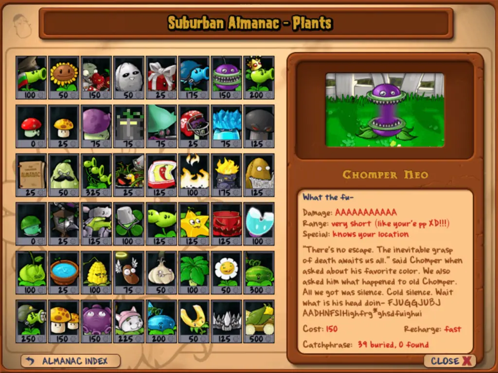 Suburban Almanac (Plants) - Plants vs Zombies Ultimate Edition