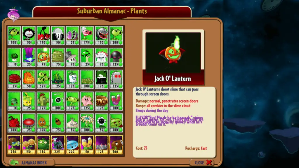 Suburban Almanac (Plants) - PvZ 2 PAK Halloween Edition Widescreen